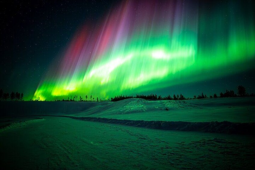 The Northern Lights over a snowy landscape. 4