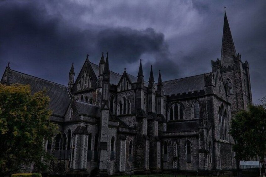 A Gothic-style church with multiple spires and a large central tower. 3