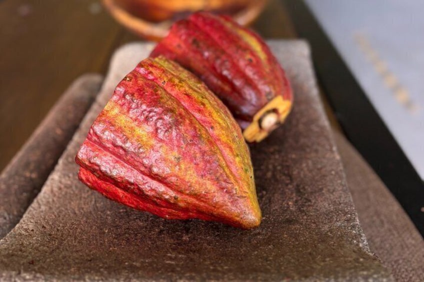 Dos frutas rojas y amarillas sobre una superficie de piedra. 2