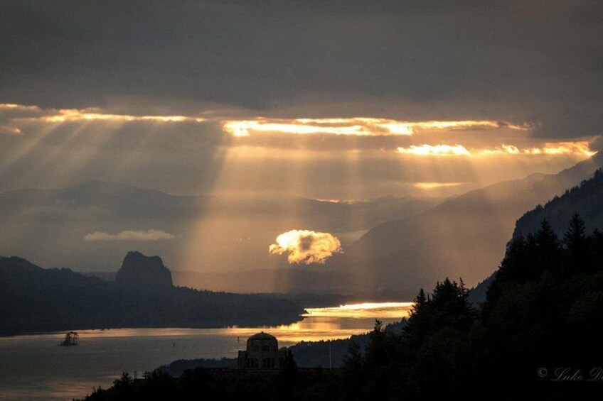 Columbia Gorge National Scenic Area with clouds. 3