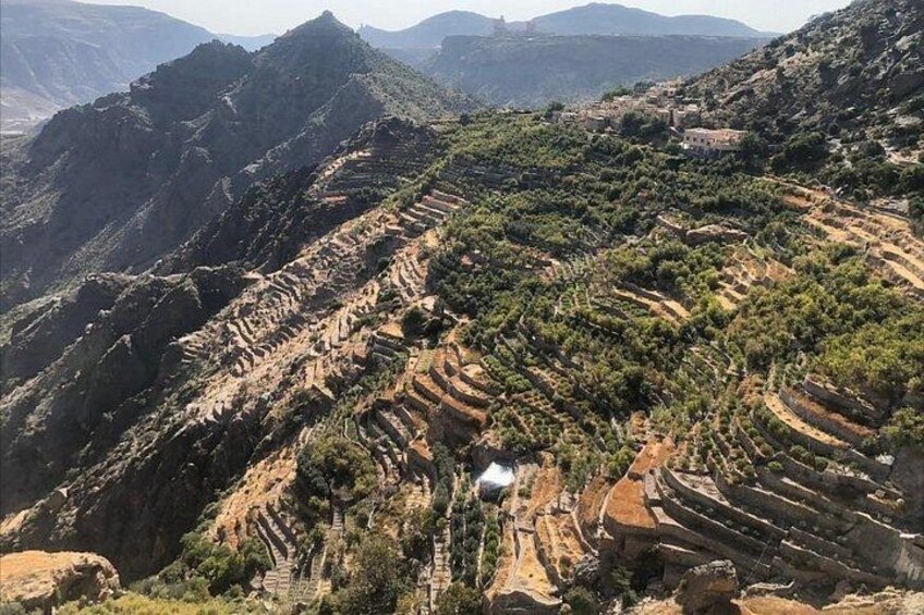 Terraced agricultural fields on a hillside. 2