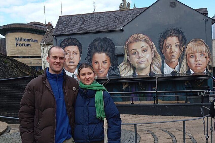 At the Derry Girls Mural - visitors from Dublin and Cork 5