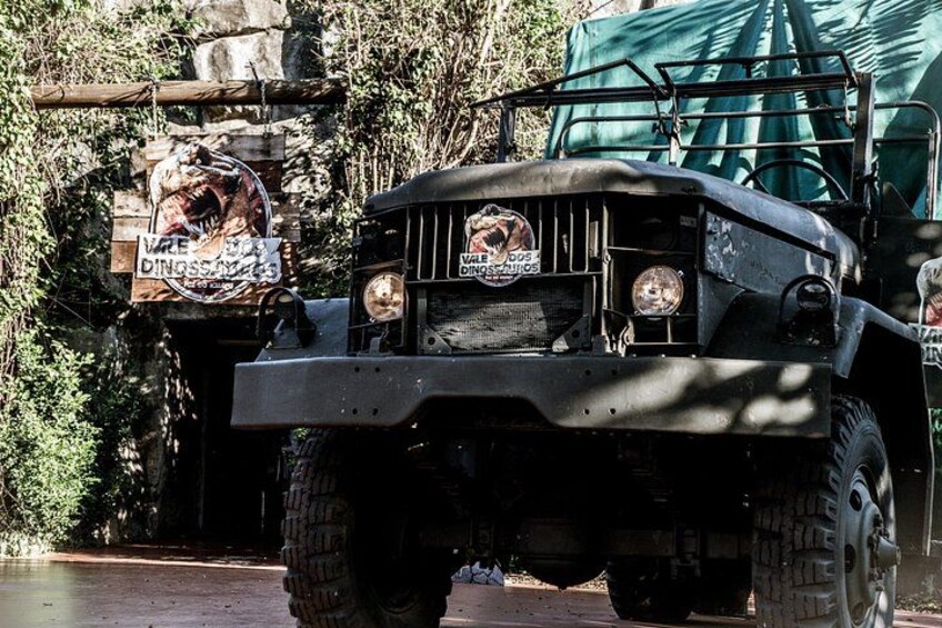 A military vehicle with a large front grille and off-road tires. 5