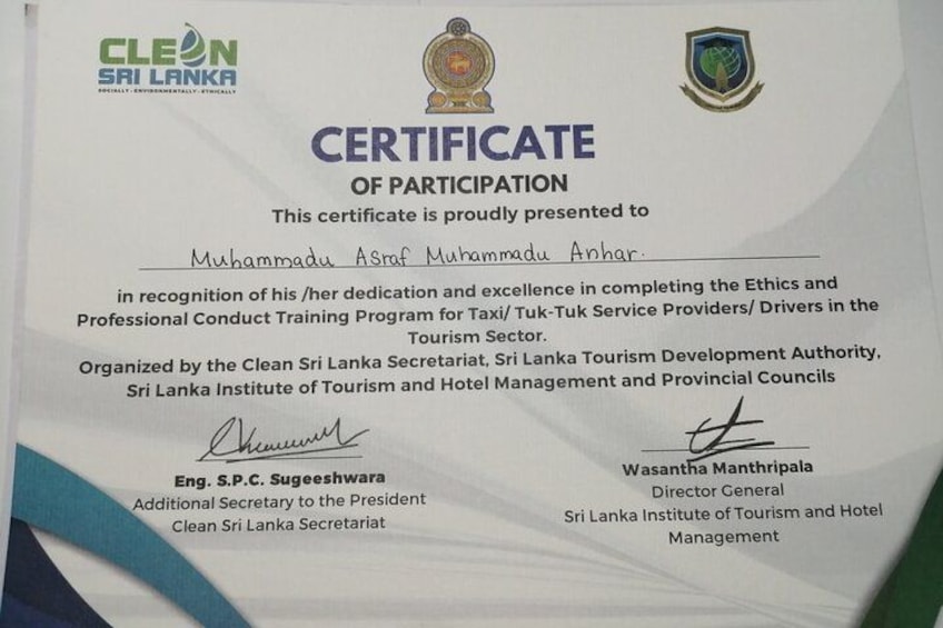 Sri Lanka tourism sector approval
Tuk-tuk services providers drivers in the Sri Lanka institute of tourism 5