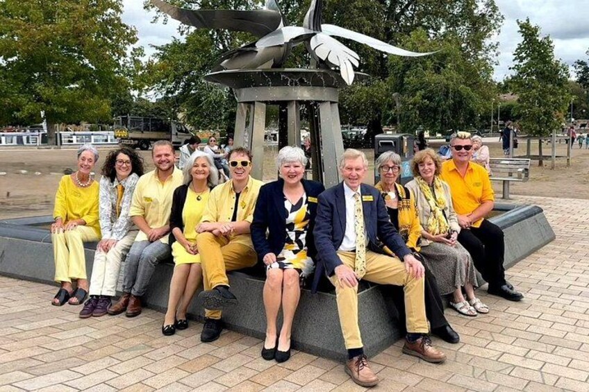 Stratford Town Walk guides at the Swan Fountain (meeting place) 3