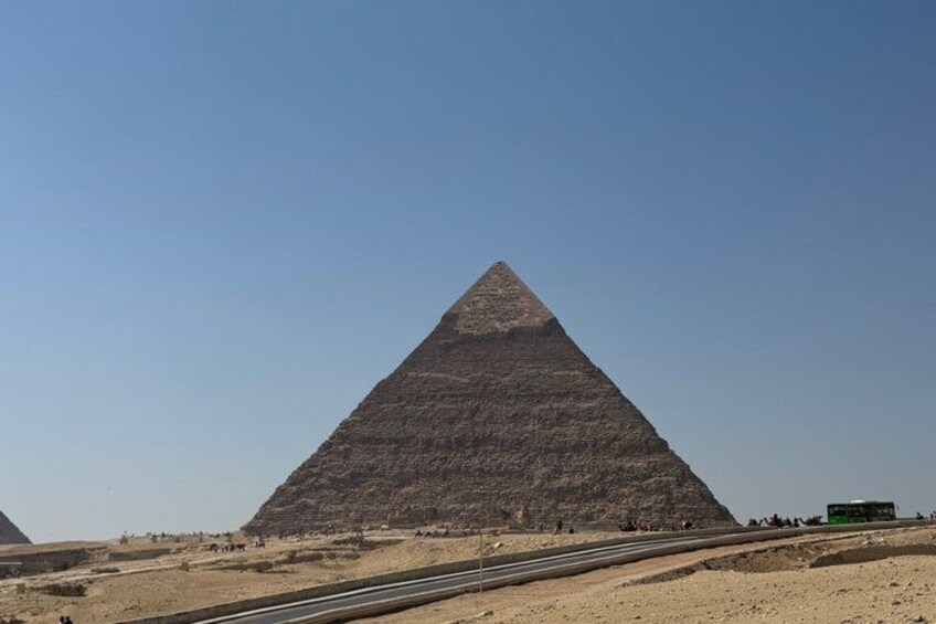 The Great Pyramid of Giza with a clear sky. 2
