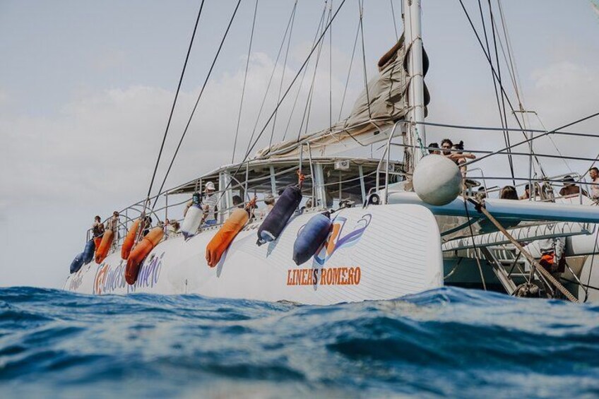 Side profile of the catamaran at sea 4