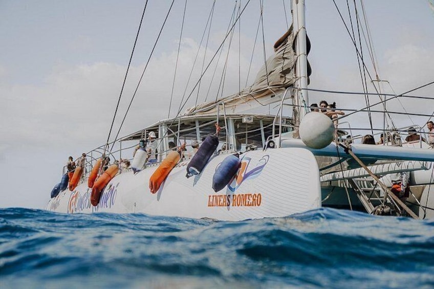 Side profile of the catamaran at sea 3