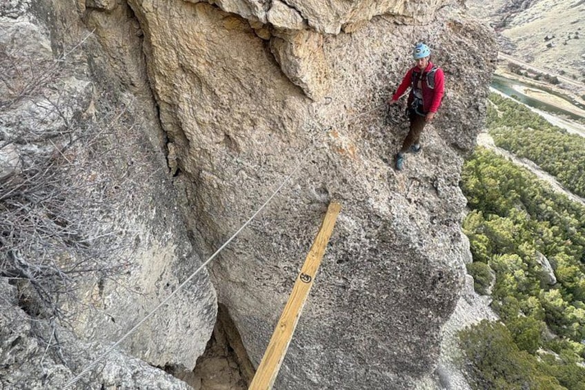 About to walk the plank on the via ferrata 3