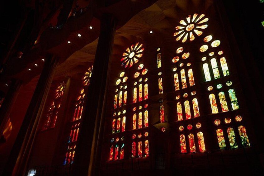 Stained glass windows with geometric patterns. 3