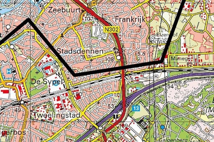 A detailed map with major cities like Zeeburt, Frankfurt, and Stadsdingen. Key roads and highways are marked, including N302 and 1096. 4