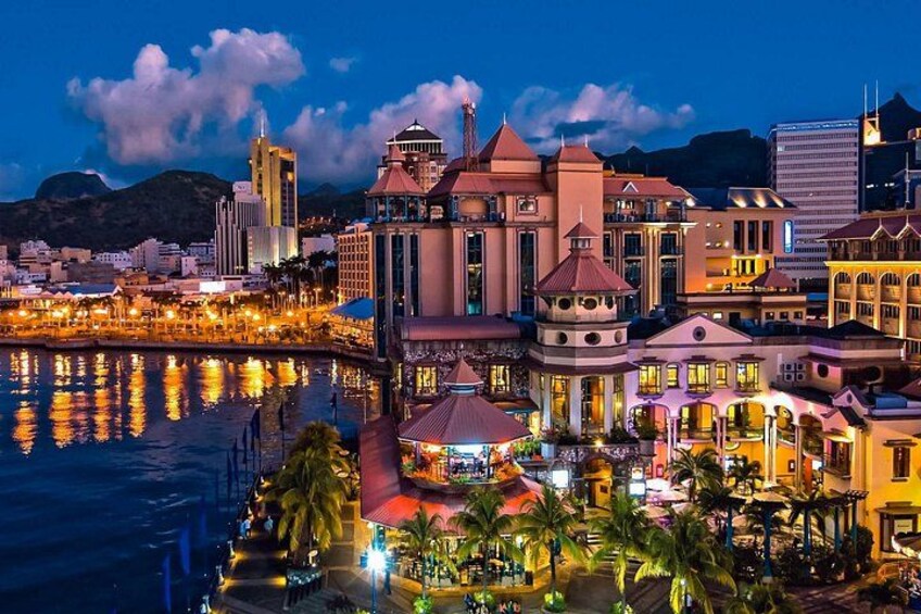 Port louis at night drone view 4