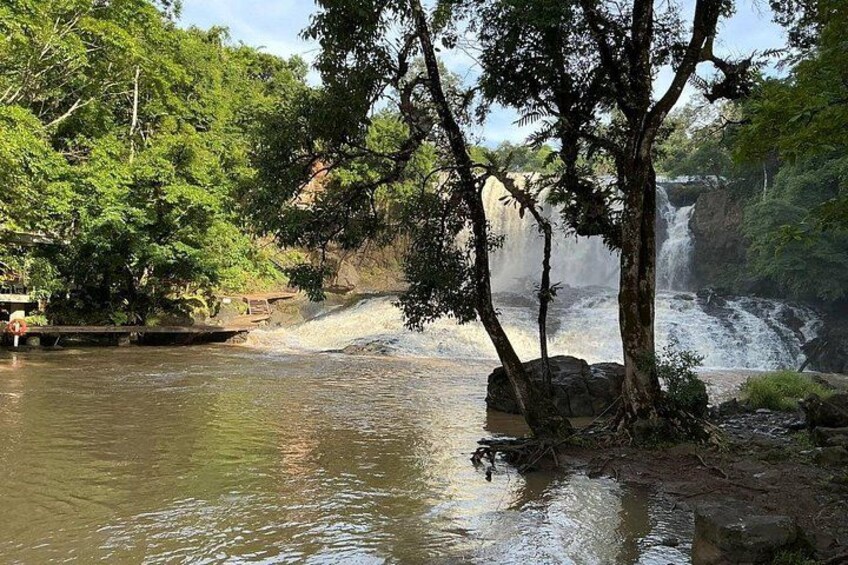 A waterfall, a river, and a forested area. 5
