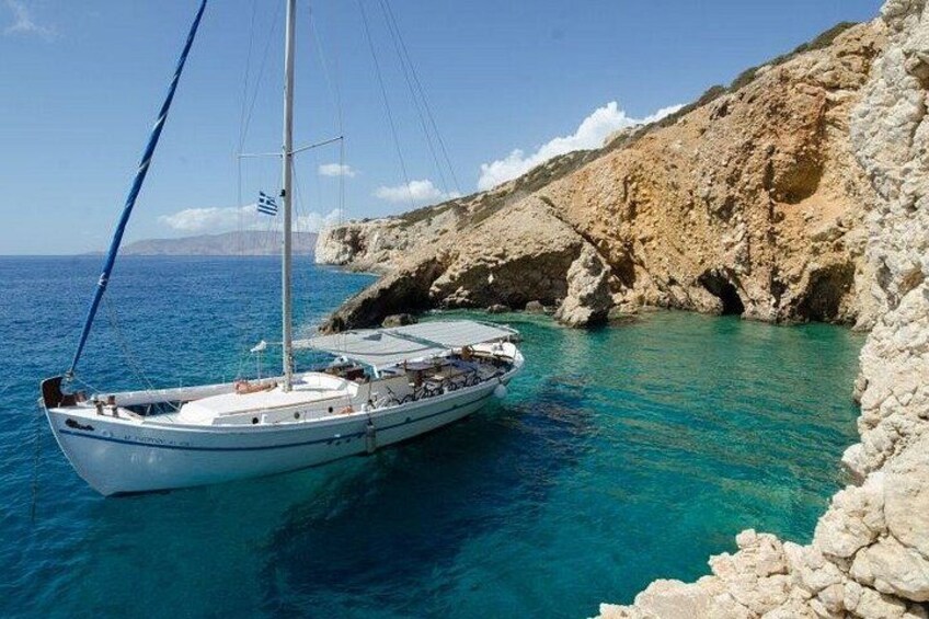 Agios Georgios Wooden Boat, Blue Lagoon ,Antiparos, Sea Caves 1