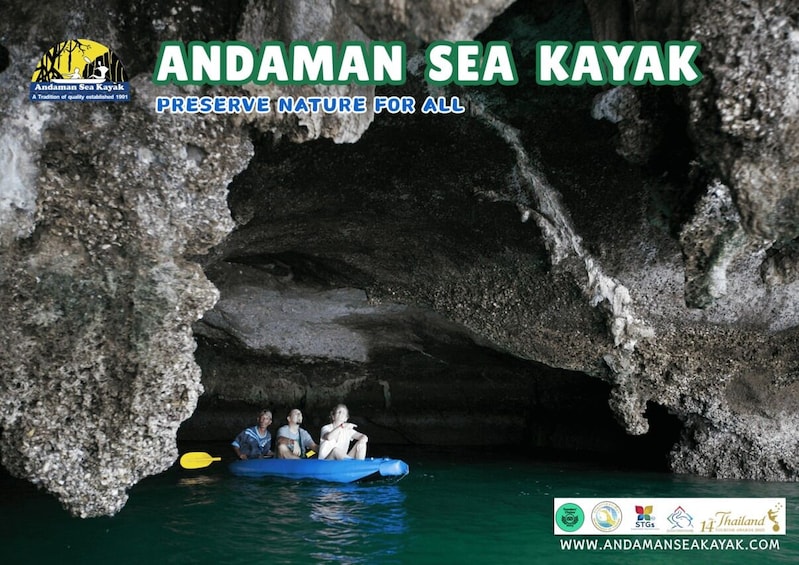 A cave with a kayak inside. 2