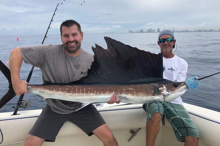 7 foot Sailfish caught fishing off Fort Lauderdale with Top Shot Sportfishing Charters 4