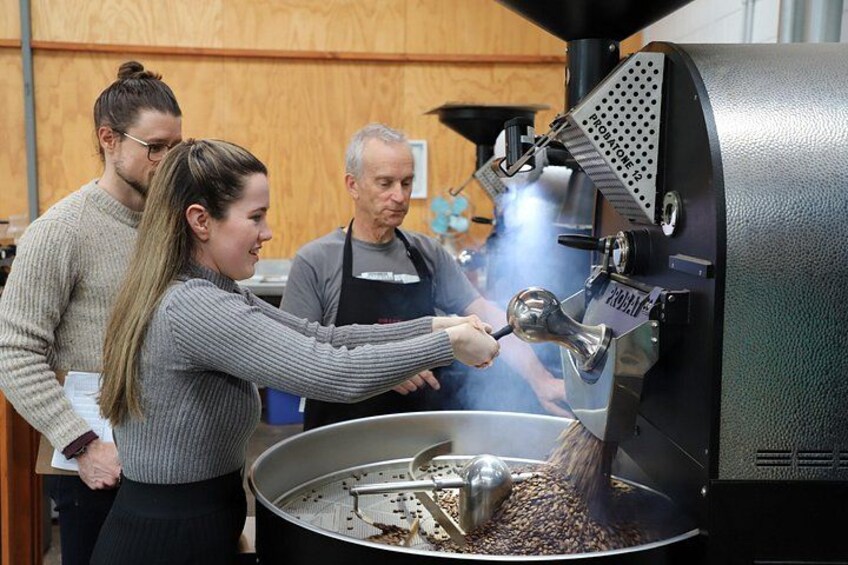 Coffee roasting at The Roastery Kāpiti. 1