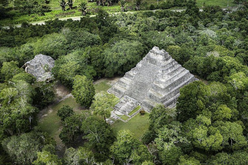 Une pyramide antique, entourée d’une forêt dense. 1