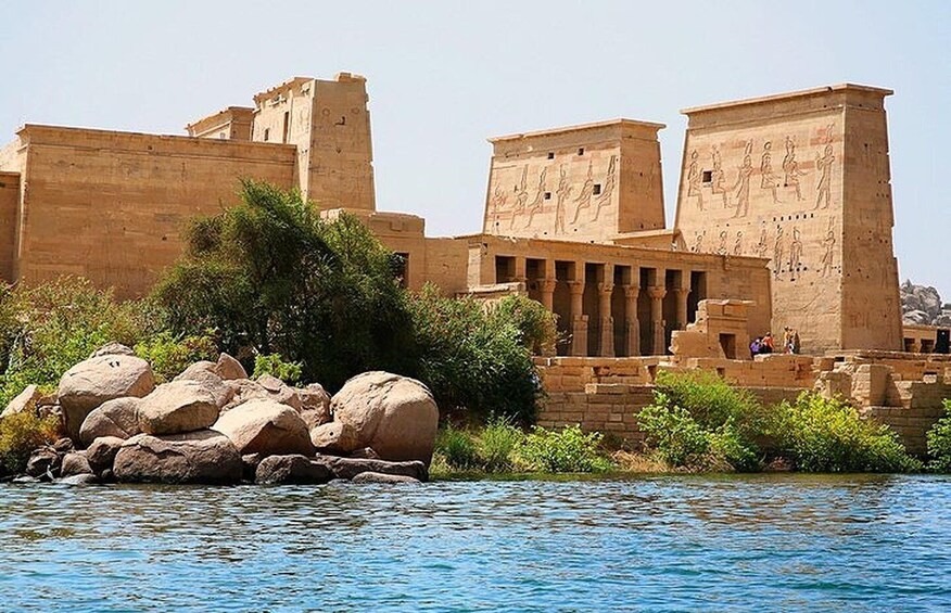 Ancient Egyptian temples by the Nile River. 1