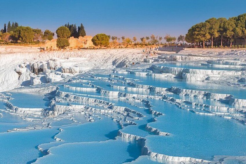 Terraced travertine formations in a natural setting. 5