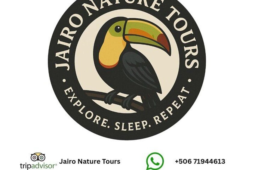 A logo with a toucan, text 'Jairo Nature Tours,' and a phone number. 2