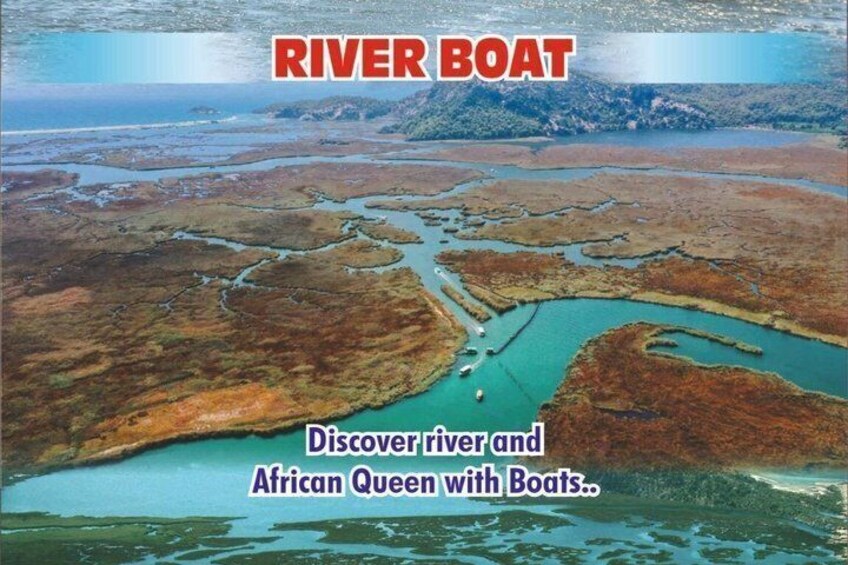 A river with boats, surrounded by a landscape of water and land. 3