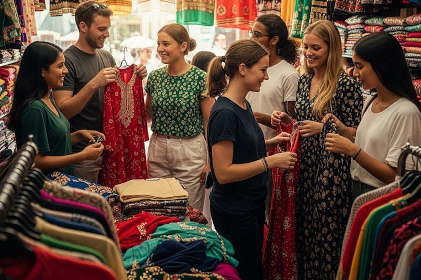 Group shopping to experience indian flea market buying indian wear at unbelievable price. 3