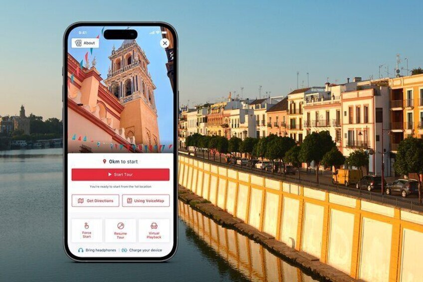 A smartphone displaying a map with a cityscape background. 1