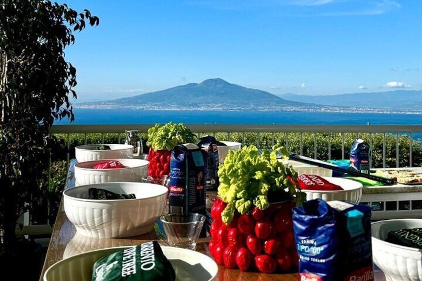 Pizza School with Nino overlooking Vesuvius in Sorrento 1