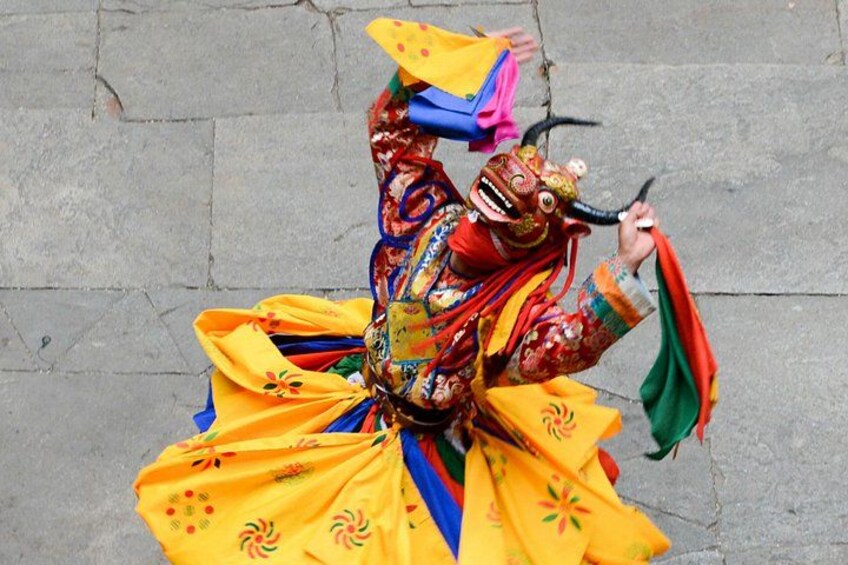 A mask dancer during Paro Tshechu 2