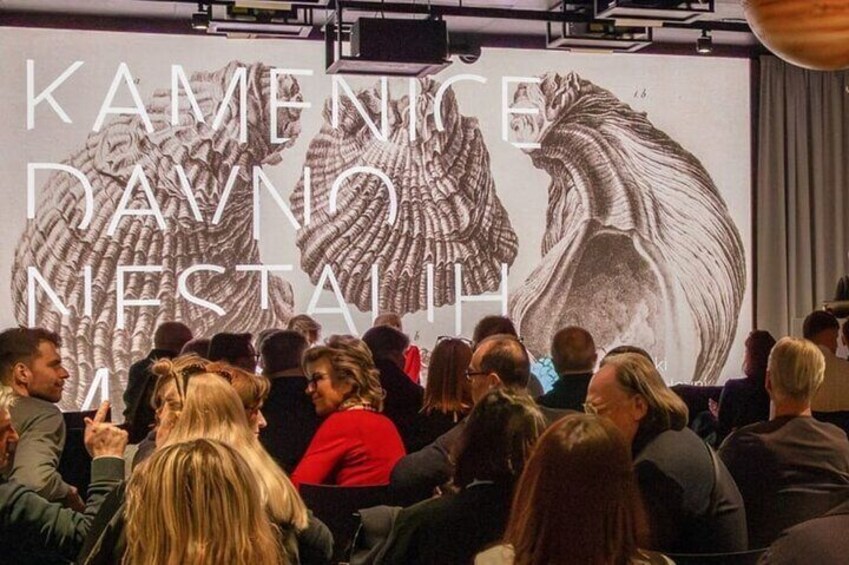 Evento interior con una gran proyección de la cabeza de un caballo y el texto "KAMENICE DAVNO NESTAIL". 5