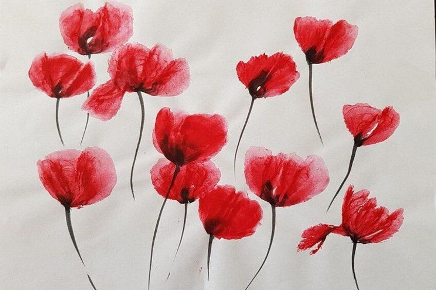 Un ensemble de fleurs de pavot rouges sur un fond blanc. 5