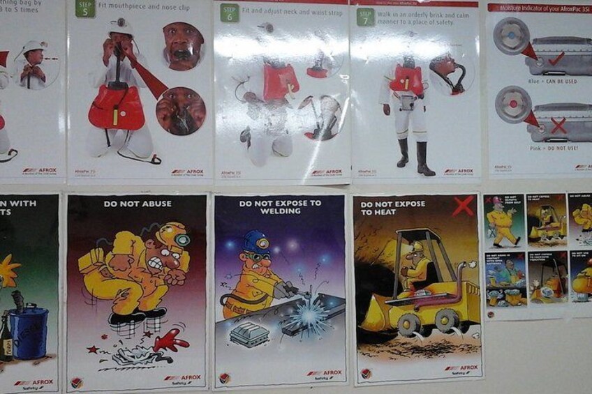 Carteles de seguridad con instrucciones y advertencias. 4