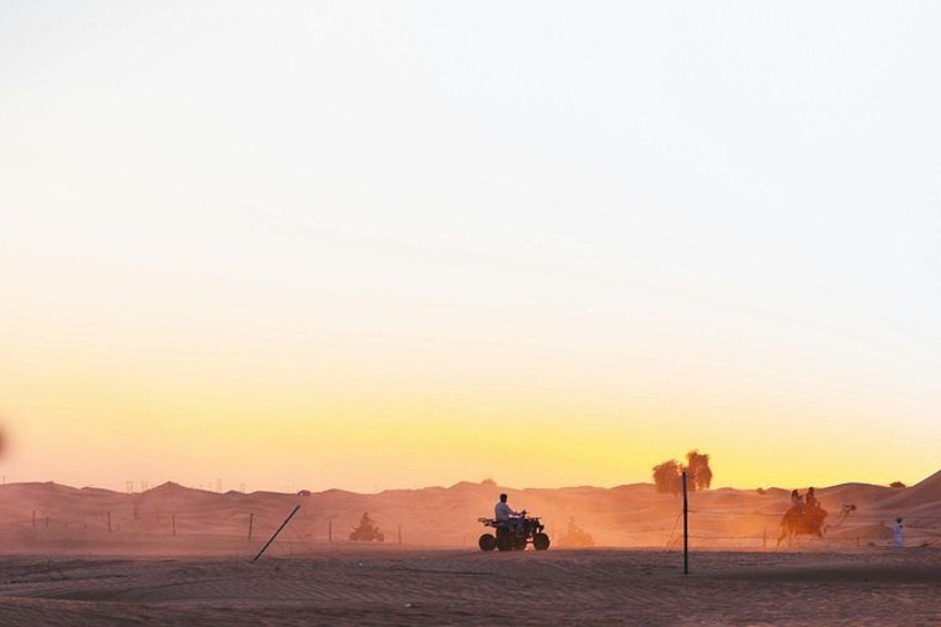 Ein Traktor auf einem Feld, im Hintergrund ein Sonnenuntergang. 2