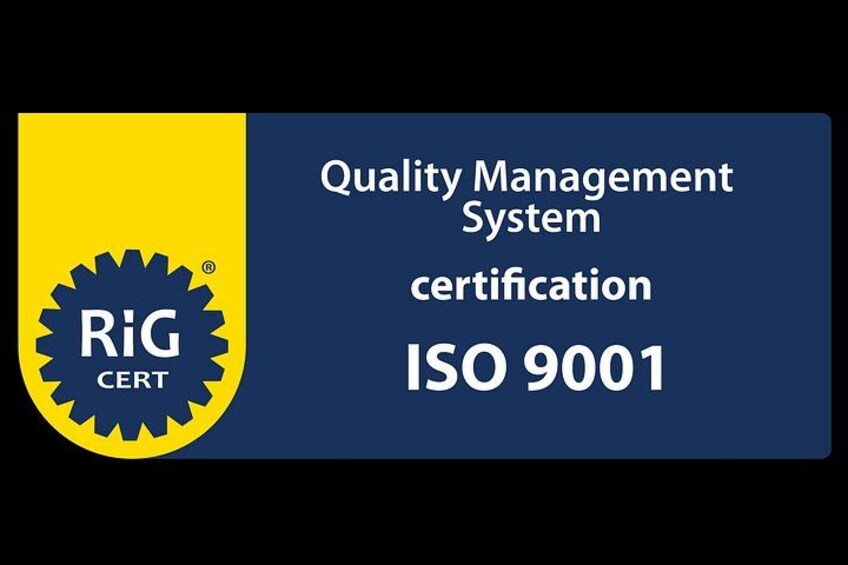 Insignia de certificación del sistema de gestión de calidad ISO 9001. 3