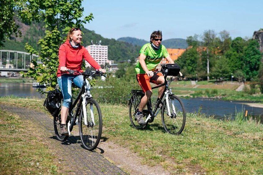 Clients on touring bikes