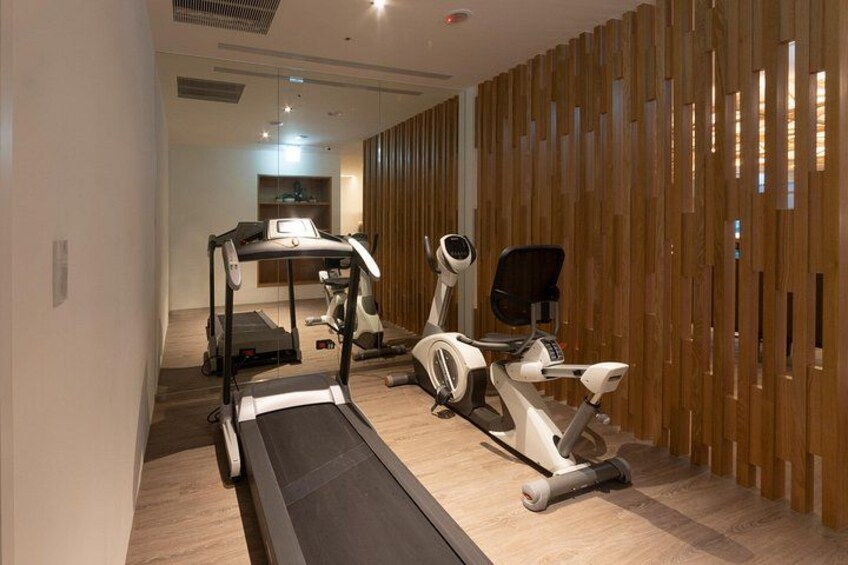Una palestra domestica con tapis roulant, ellittica e cyclette. 2
