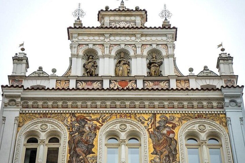 Beautiful hand-painted historic facade in the Old Town of Pilsen. 5