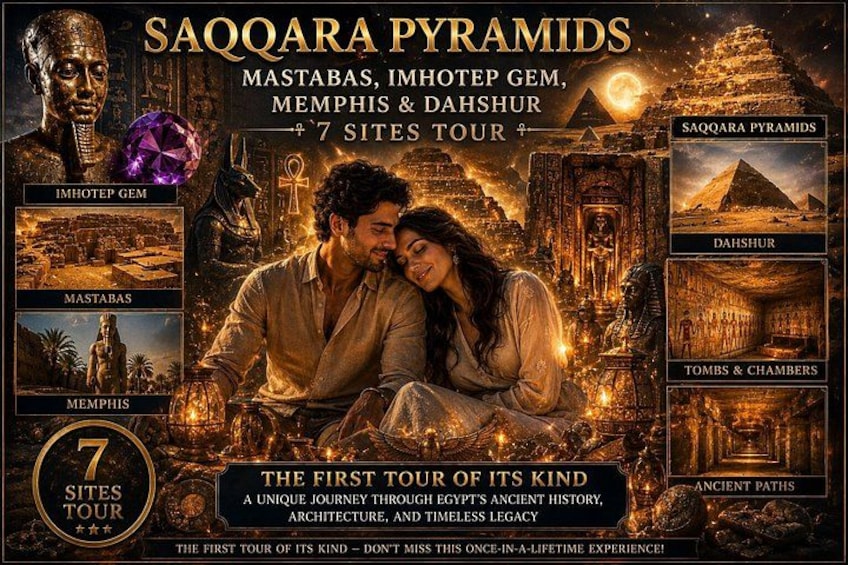 Saqqara Pyramids,Mastabas,Imhotep Gem,Memphis&Dahshur,7Sites Tour 1