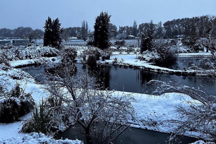 Renacer Winery with snow in winter 3