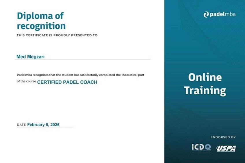 A diploma of recognition for online training. 1