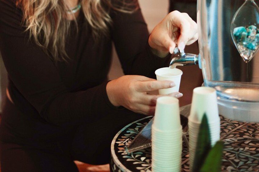 Indulge your senses with crystal charged alkaline sun and moon charged water. 5