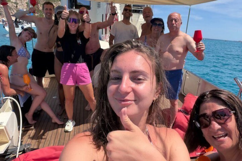 Golfo Aranci: sunset in Figarolo on luxury yachts with dolphins 3
