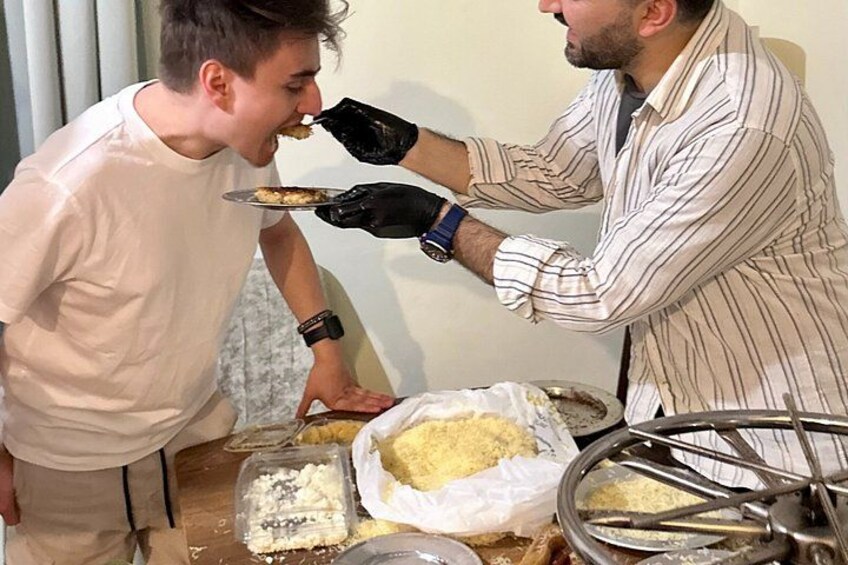 Turkish Sweet Cheese Pastry Künefe Workshop at a Local Home 5