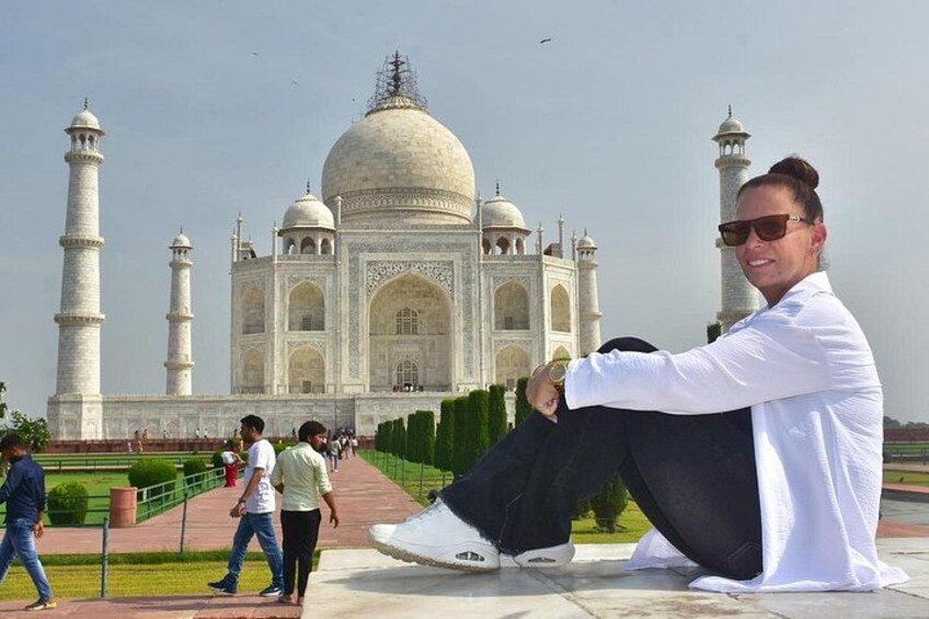 Striking a perfect pose with the magnificent Taj as a backdrop 2