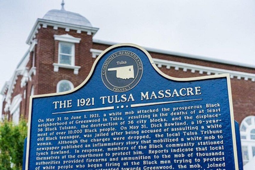 A historical marker detailing the 1921 Tulsa Massacre. 2