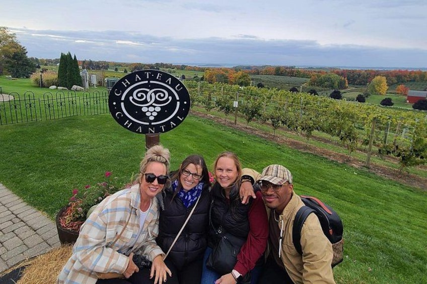 A vineyard with a sign that reads 'CHATEAU CHANTAL.' 3