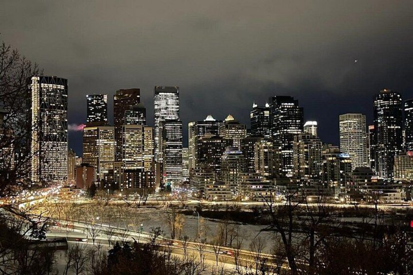 Twin skyline views – Golden reflections of Calgary’s downtown at dusk 5