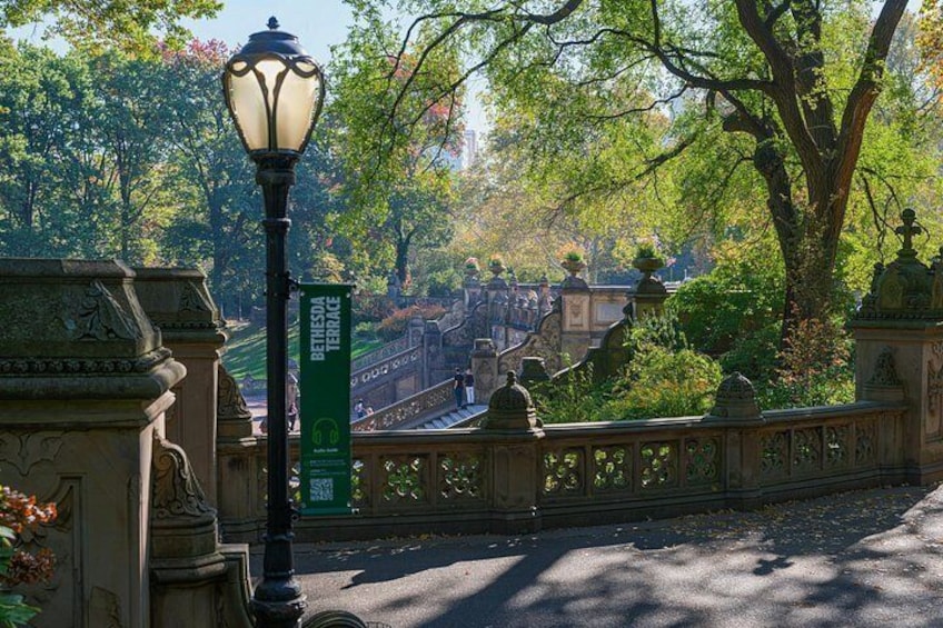The ornate Bethesda Terrace and Fountain are graced by decorative tile and sweeping views. 3