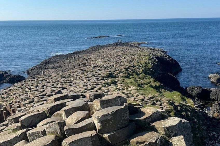 Un paysage côtier rocheux, parsemé de gros blocs de pierre, offrant une vue dégagée sur l’océan. 5